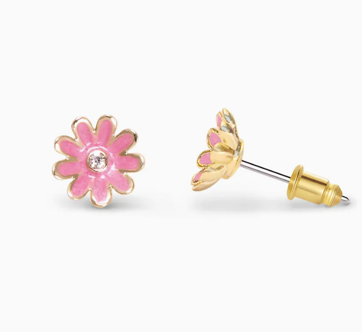 Pink Daisy Stud Earrings