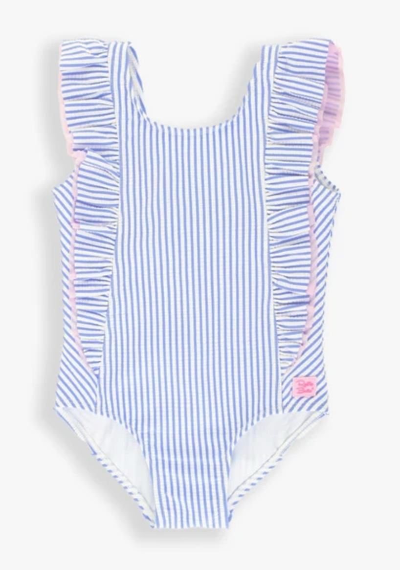 Periwinkle Blue Seersucker Waterfall One Piece