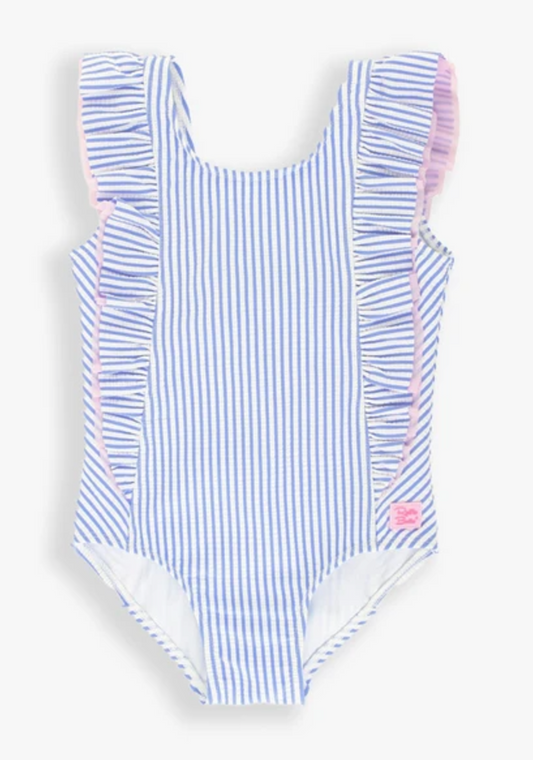 Periwinkle Blue Seersucker Waterfall One Piece