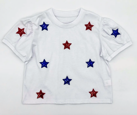 Red & Blue Star Patch Top