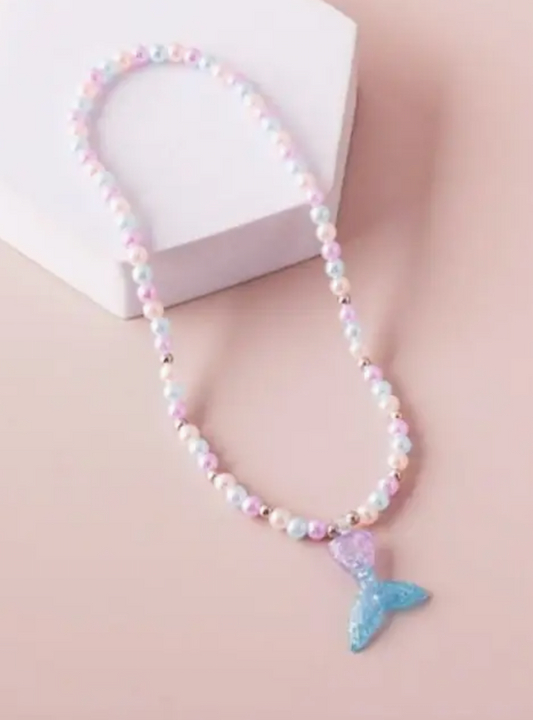 Kids Mermaid Tail Beaded Necklace