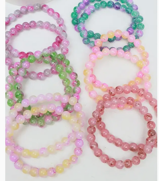 Multi Tone Beaded Stretch Glass Bracelets