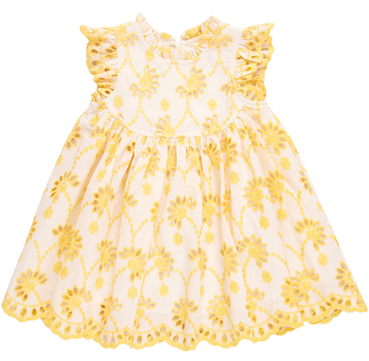 Bright Yellow Eyelet Cynthia Dress