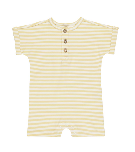 Short Sleeve One-Piece || Yellow Stripe