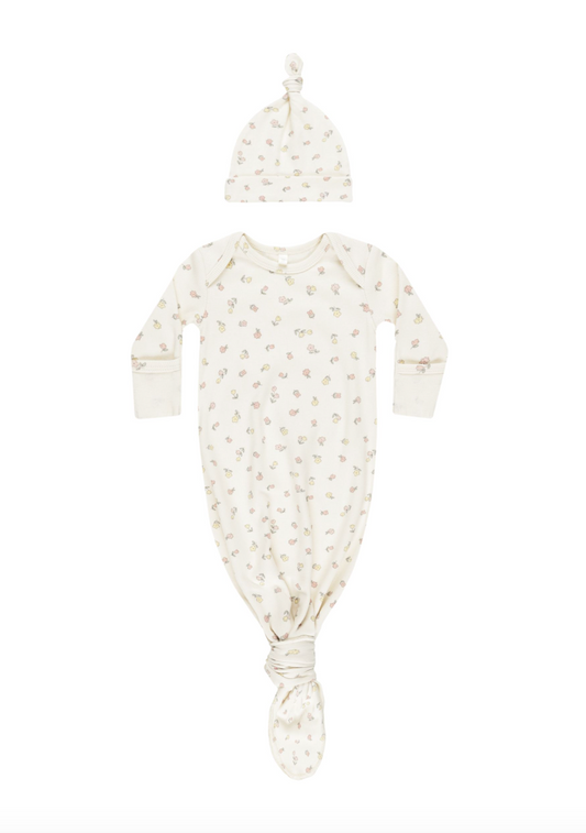 Knotted Baby Gown + Hat Set || Fleur