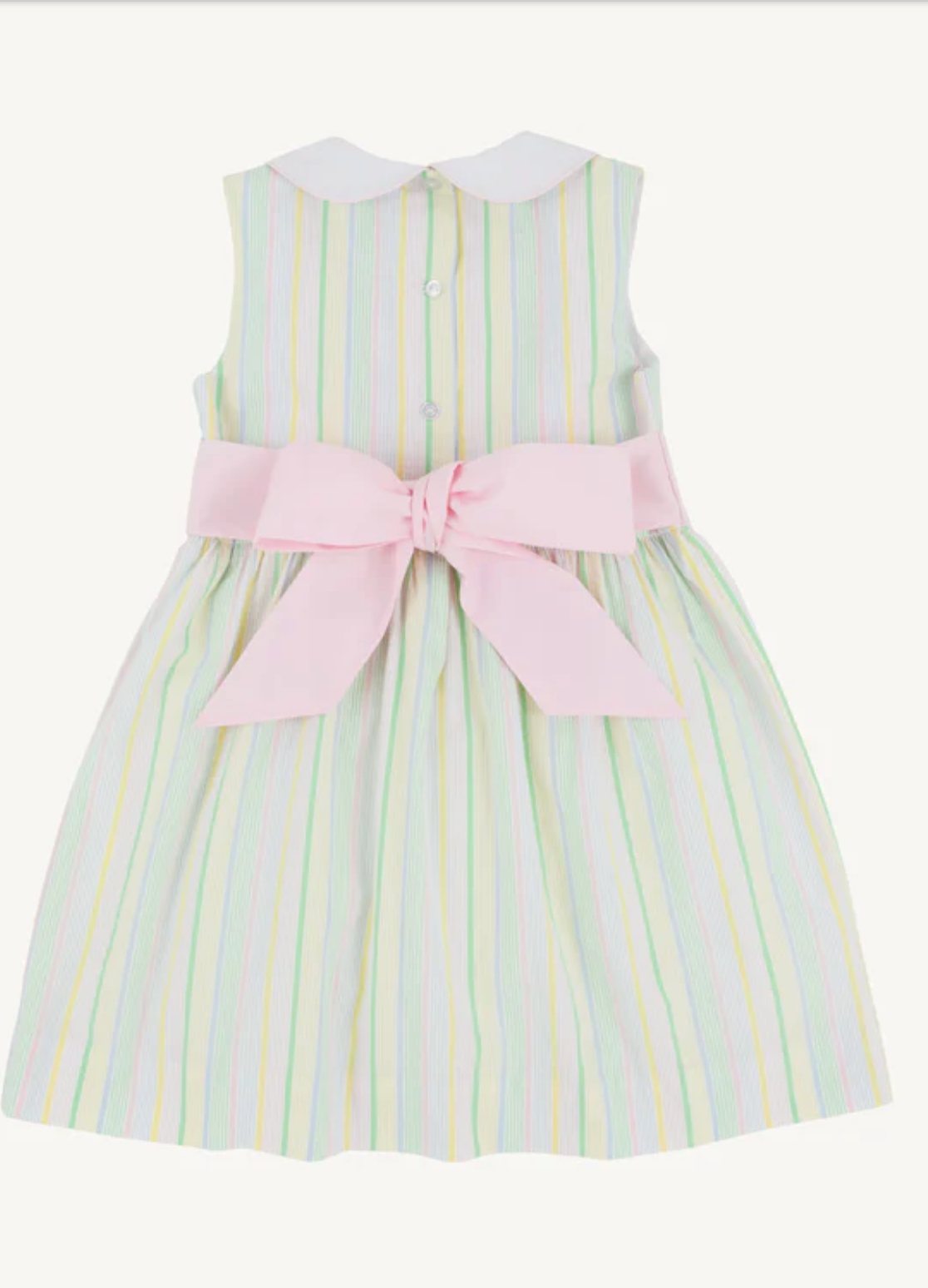 Santa Maria Seersucker Sleeveless Cindy Lou Sash Dress