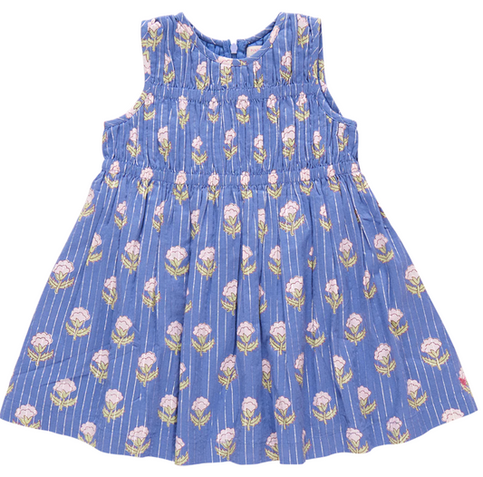 Girls Sleeveless Waverly Dress - Periwinkle Small Bud