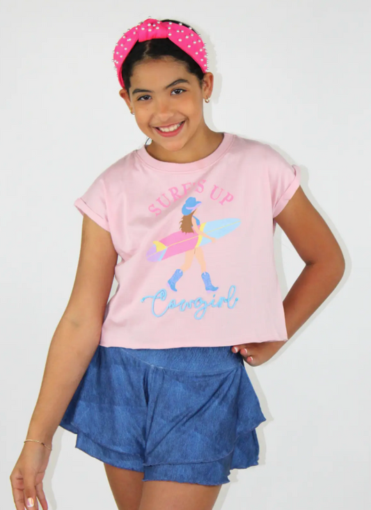 Surf's Up Cowgirl Embroidery Sleeveless Shirt