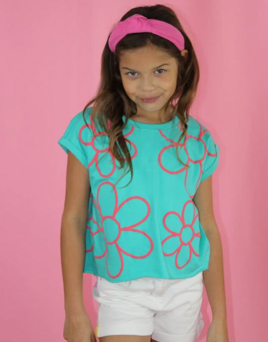 Puff Print Flowers Sleeveless Shirt