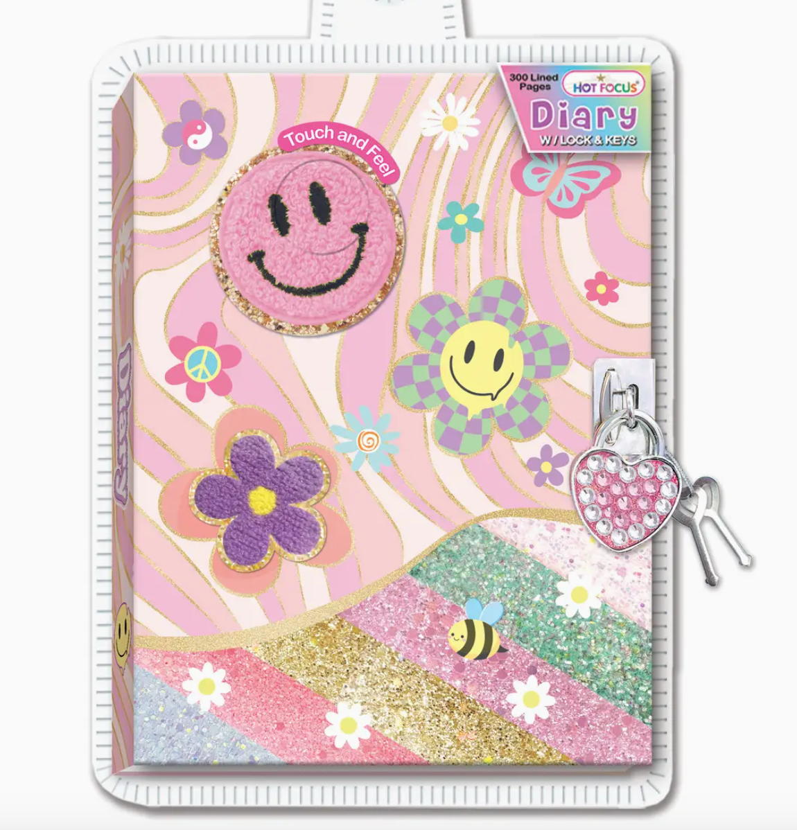 Diary with Lock & Keys,Groovy Flower