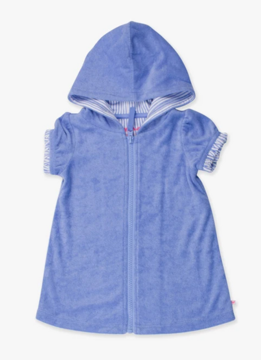 Periwinkle Blue Terry Full-Zip Cover-Up