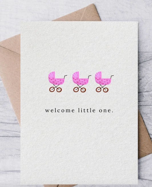 Pink Welcome Little One Card