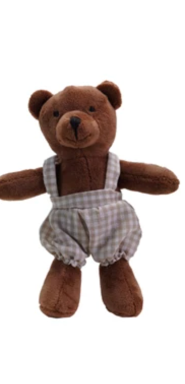 Plush Animal in Cotton Overalls