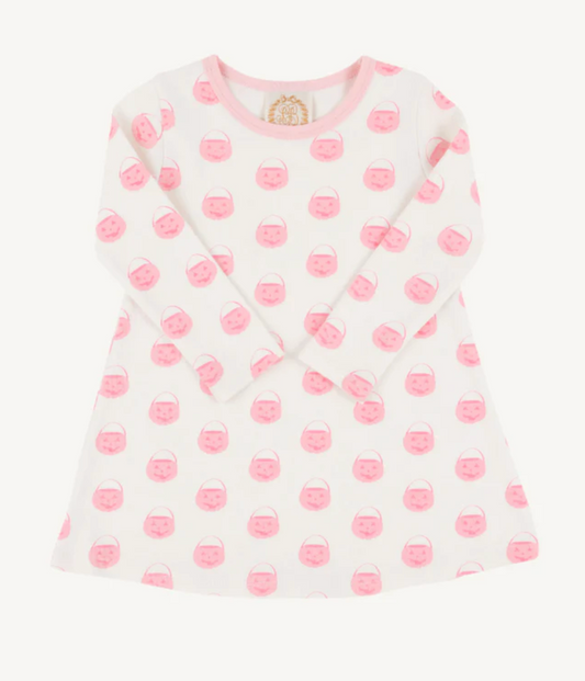 Vintage Prep Pumpkin Pails with Sandpearl Pink Long Sleeve Polly Play Dress