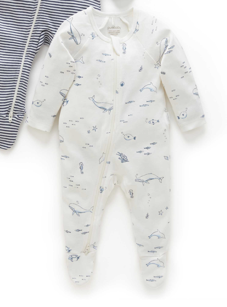 Nautical Zipper Footie