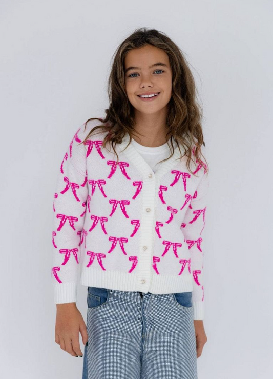 Pretty in Pink Bow Cardigan