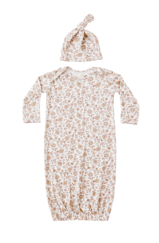 BAMBOO BABY GOWN + HAT SET || BLOOM