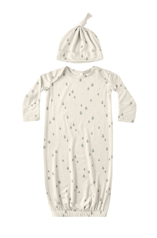 BAMBOO BABY GOWN + HAT SET || TREES