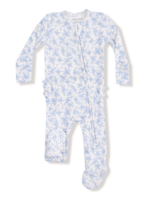 Romi Floral - 2 Way Zipper Ruffle Back Footie