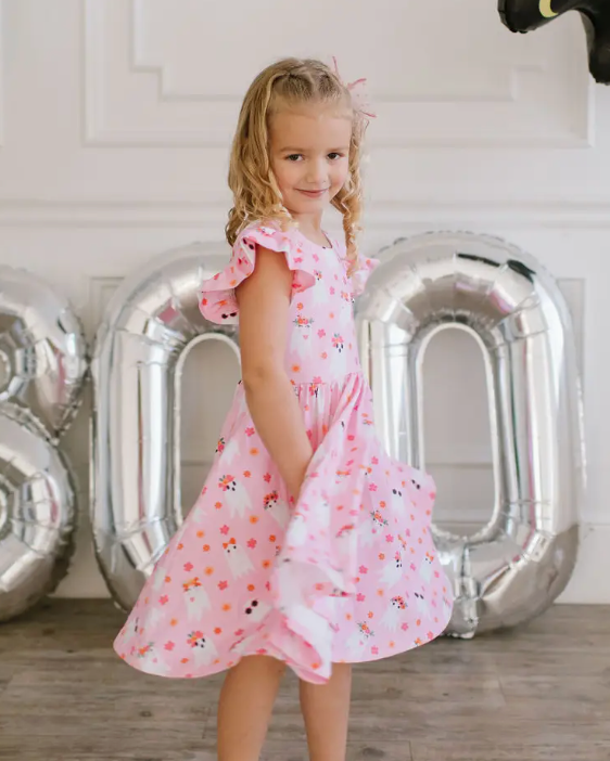 Olivia Dress in Floral Ghost | Girls Halloween Dress