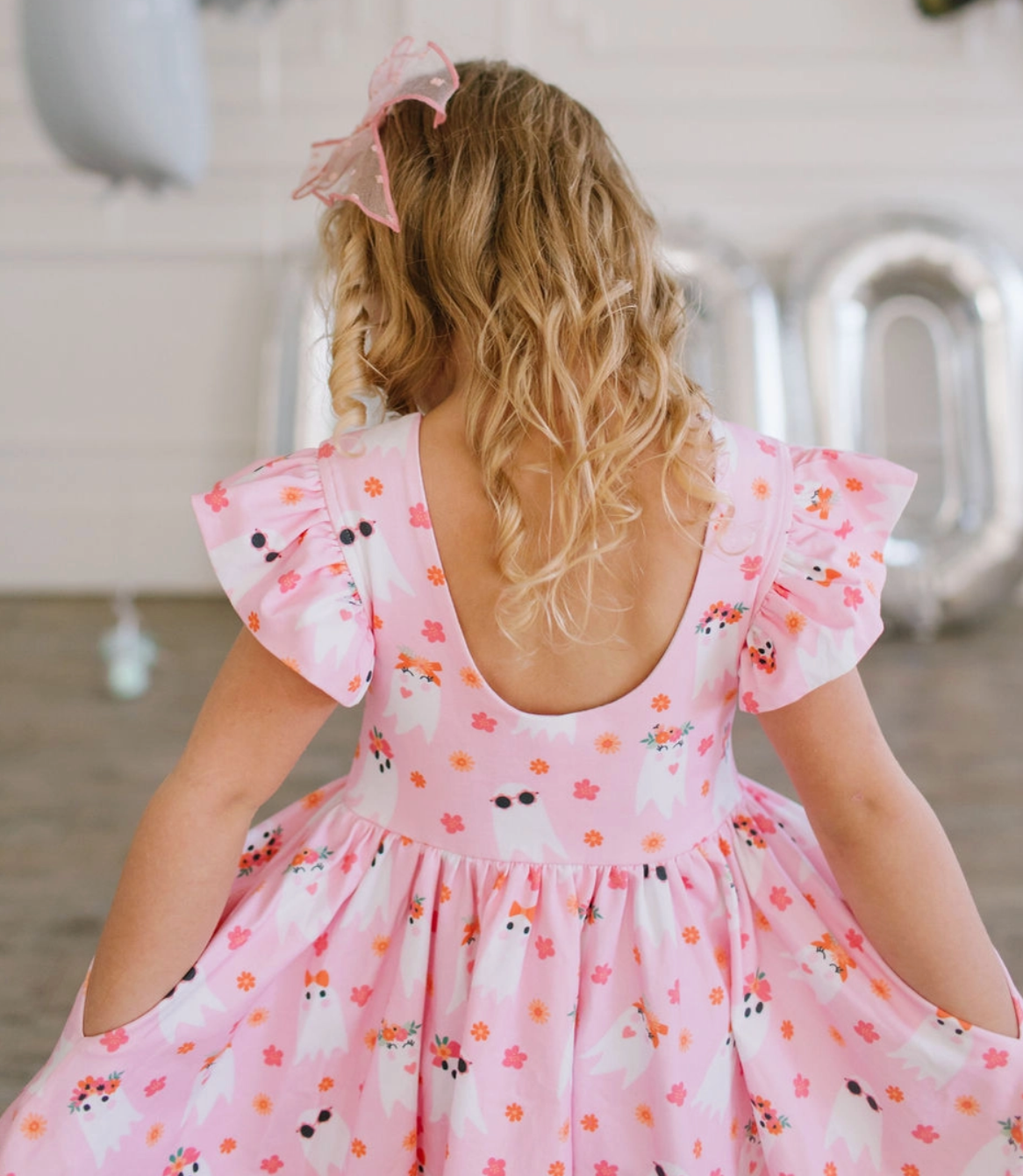 Olivia Dress in Floral Ghost | Girls Halloween Dress