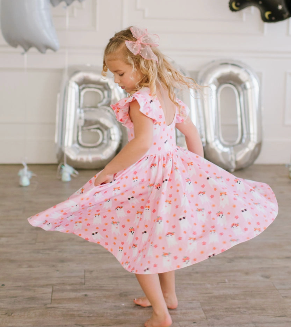 Olivia Dress in Floral Ghost | Girls Halloween Dress