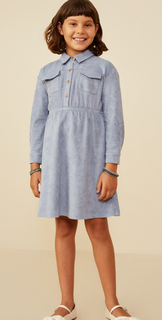 Suede Dress - Dusty Blue
