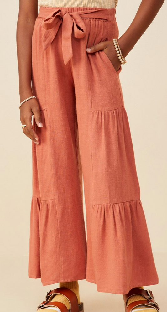Belted Woven Wide Leg Pant