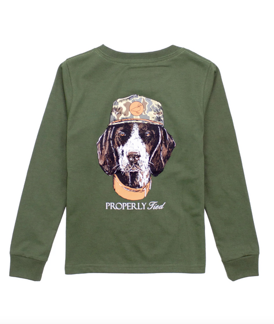 Boys Man's Best Friend LS Olive Tee
