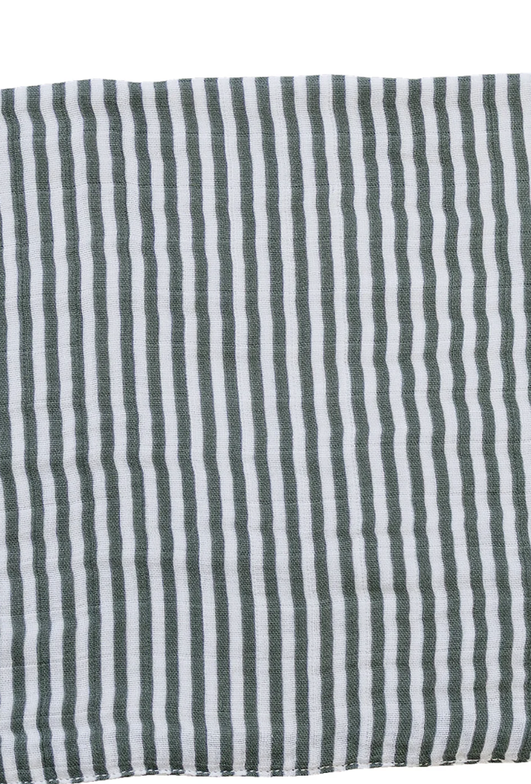 Green Stripe Muslin Burp Cloth
