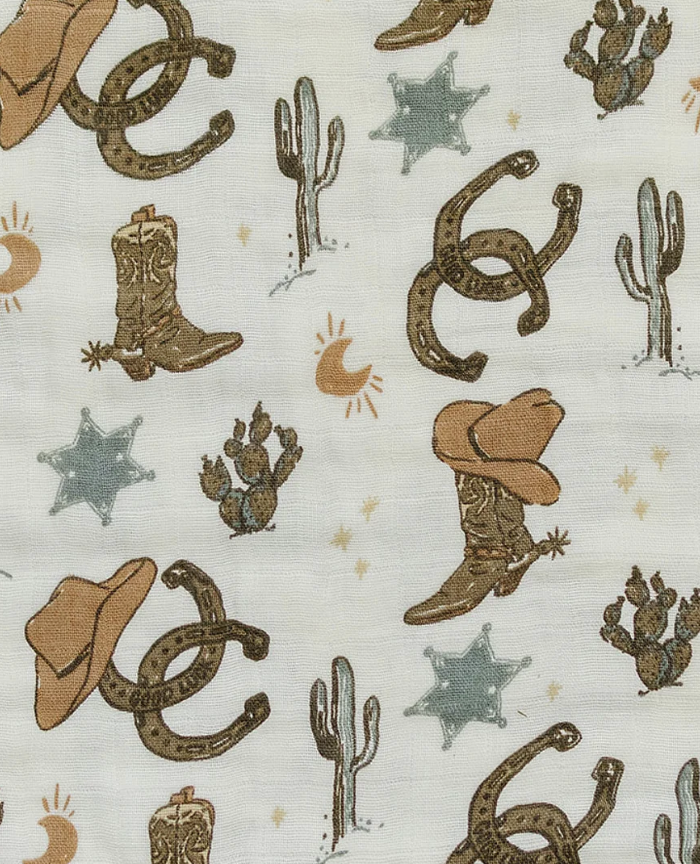Outlaw Cowboy Muslin Burp Cloth
