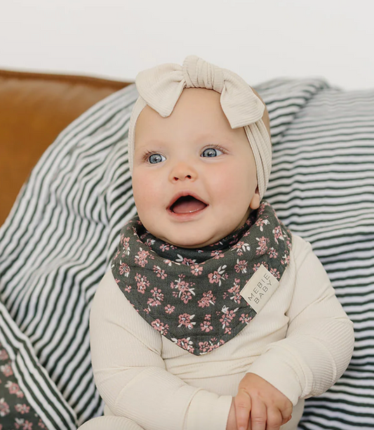 Olive Blossom Muslin Bib