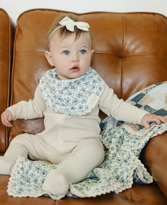 Blue Blossom Muslin Bib