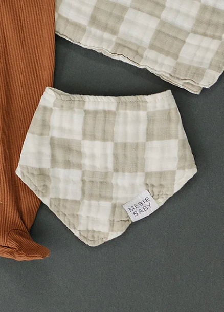 Taupe Checkerboard Muslin Bib