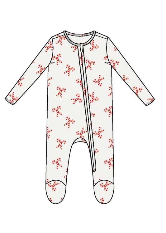 Candy Canes - 2 Way Zipper Footie