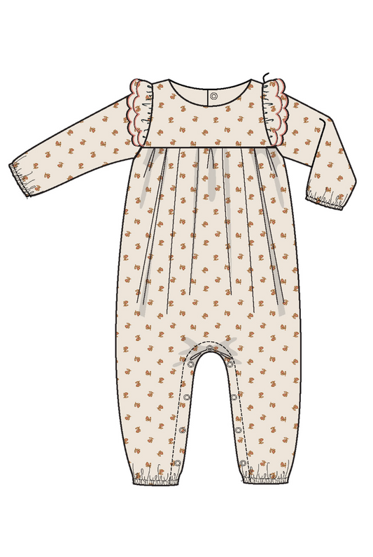 Petite Pointe Fleur - L/S Petal Ruffle  Romper