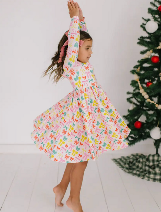 Gwendolyn Dress in Holiday Bows Christmas
