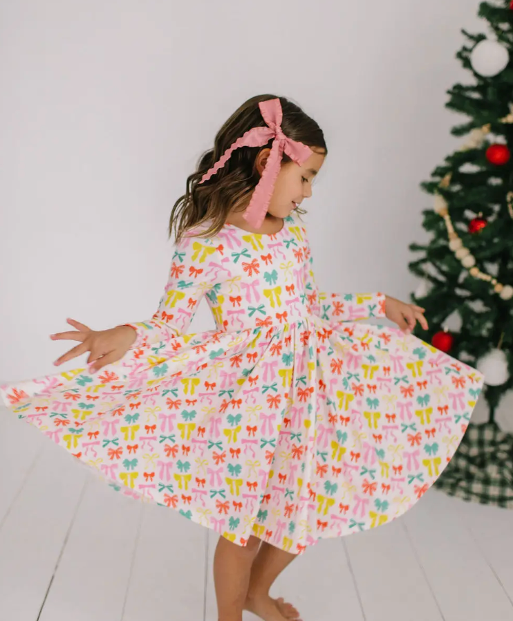 Gwendolyn Dress in Holiday Bows Christmas
