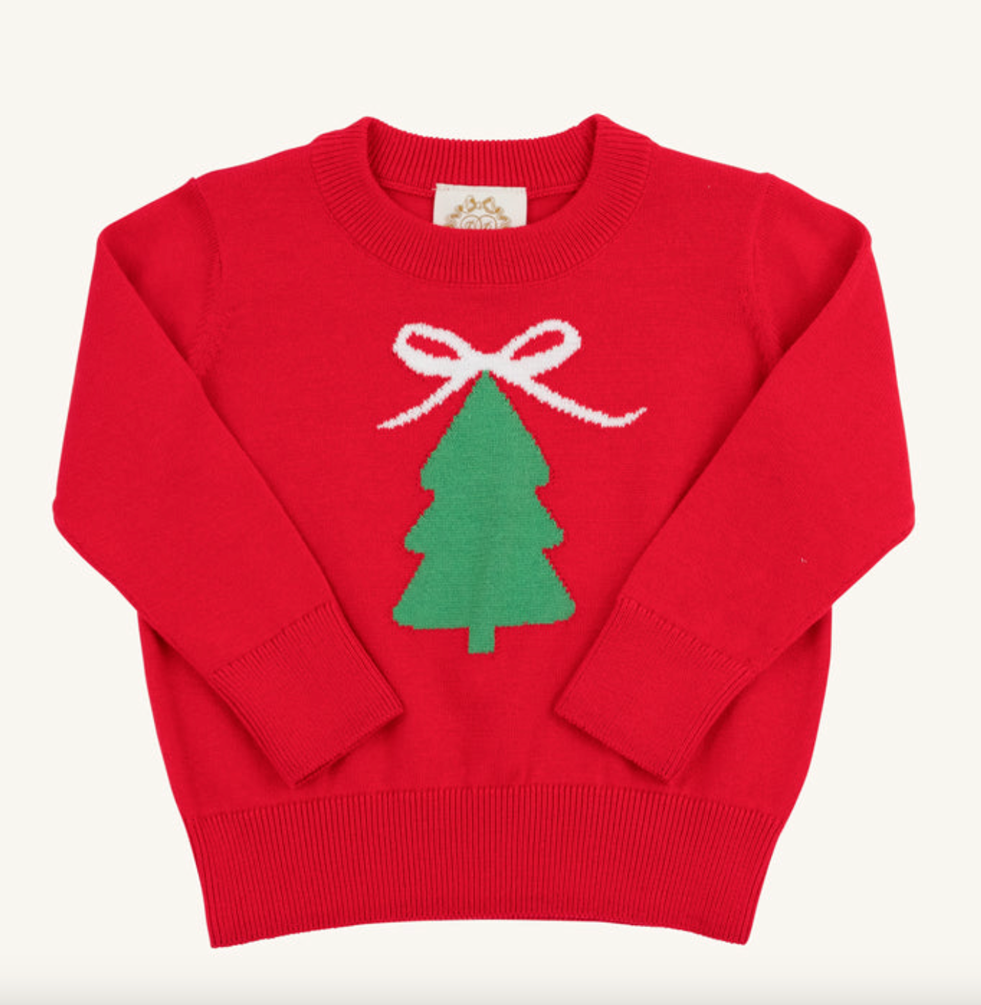 Isabelle's Intarsia Sweater-Richmond Red with Christmas Tree Intarsia
