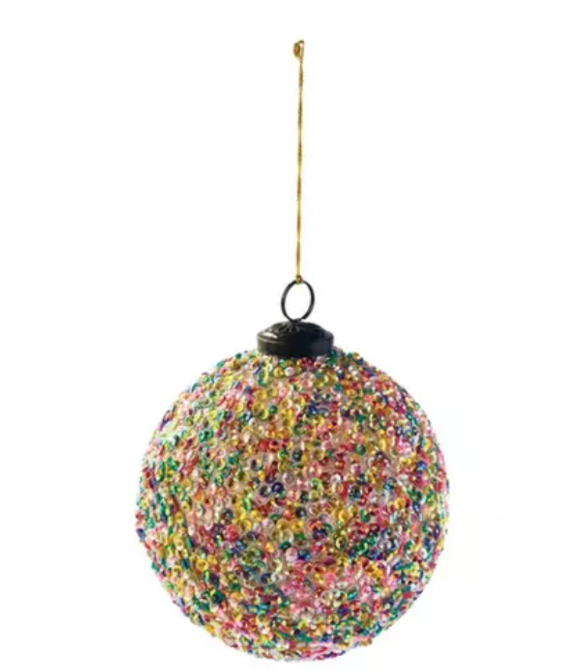 Sequin Glass Ball Ornament