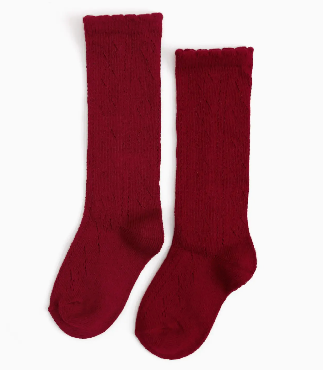 Crimson Scalloped Knee Highs