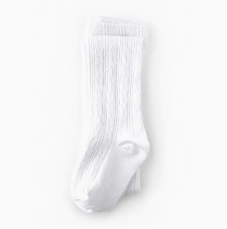 White Cable Knit Tights