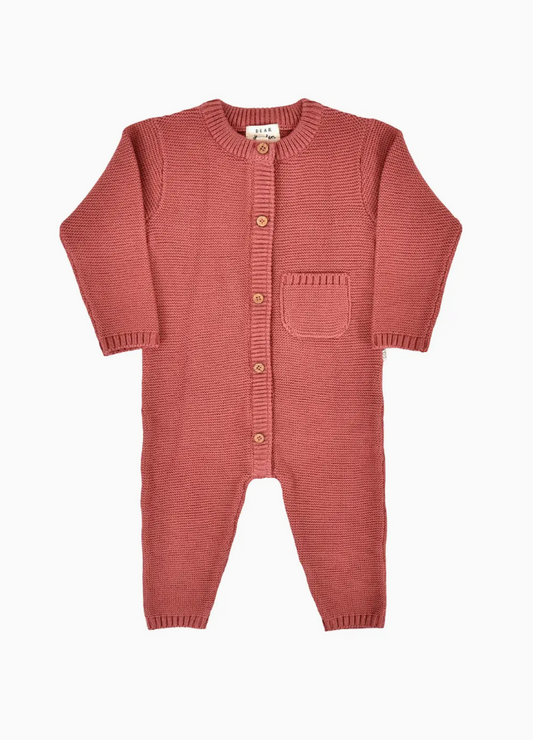 Penelope Garter Stitch Romper in Rosewood