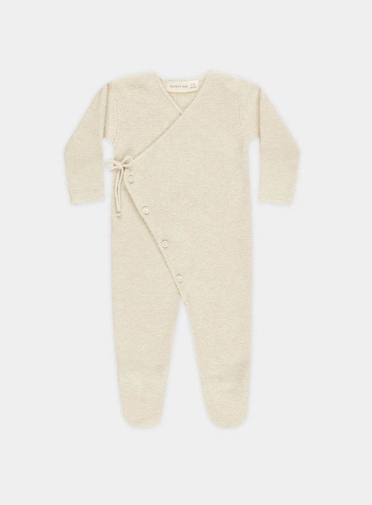 Wrap Knit Footie Heathered Natural