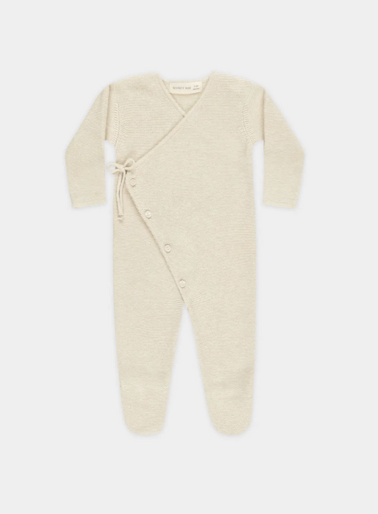 Wrap Knit Footie Heathered Natural