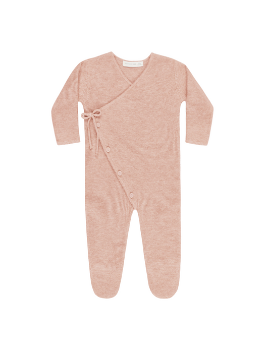 Wrap Knit Footie Heathered Rose