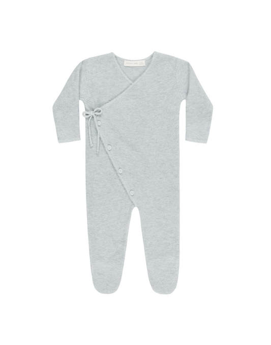 Wrap Knit Footie Heathered Blue