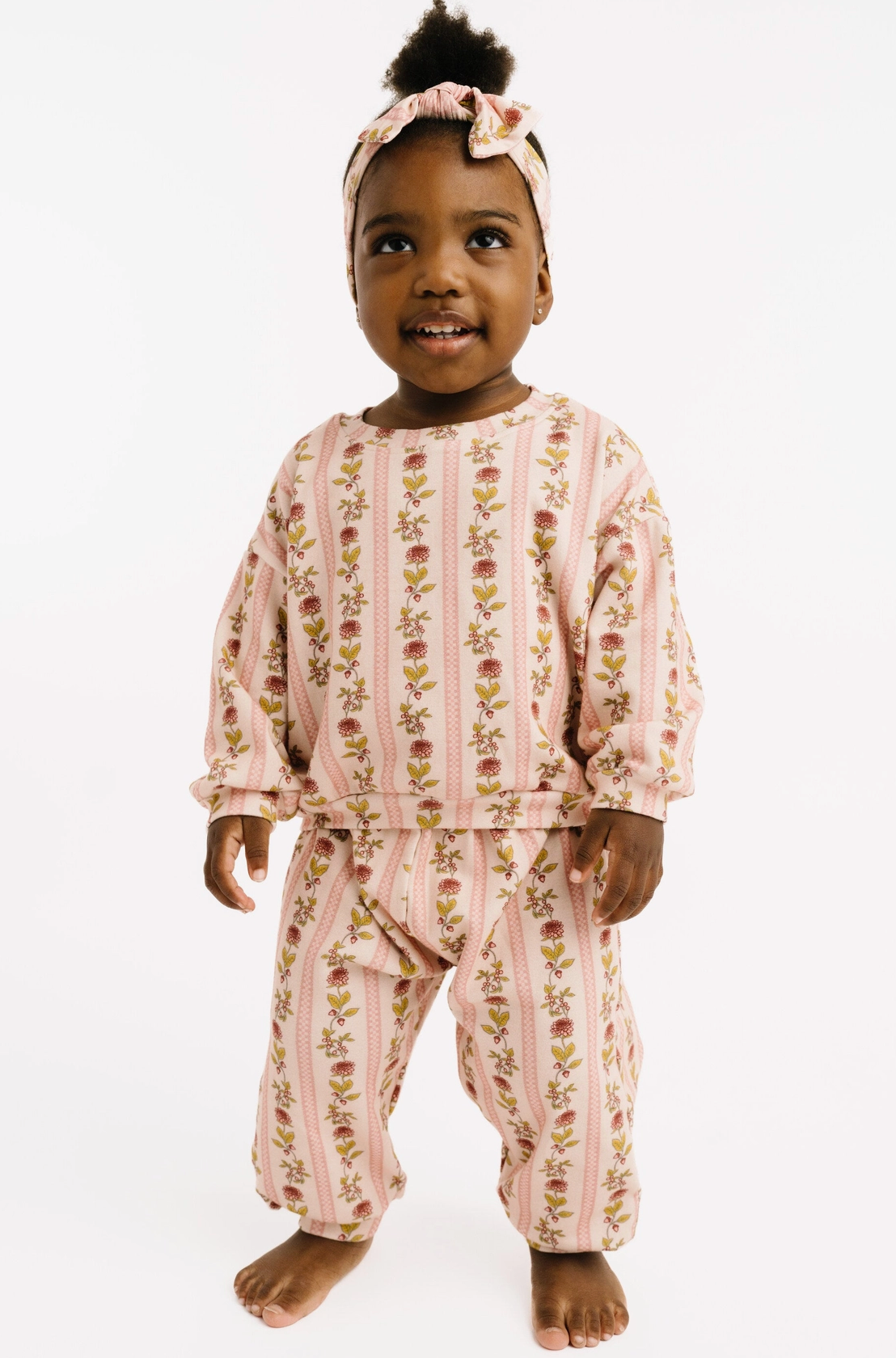 Vintage Floral Stripe Sweat Set