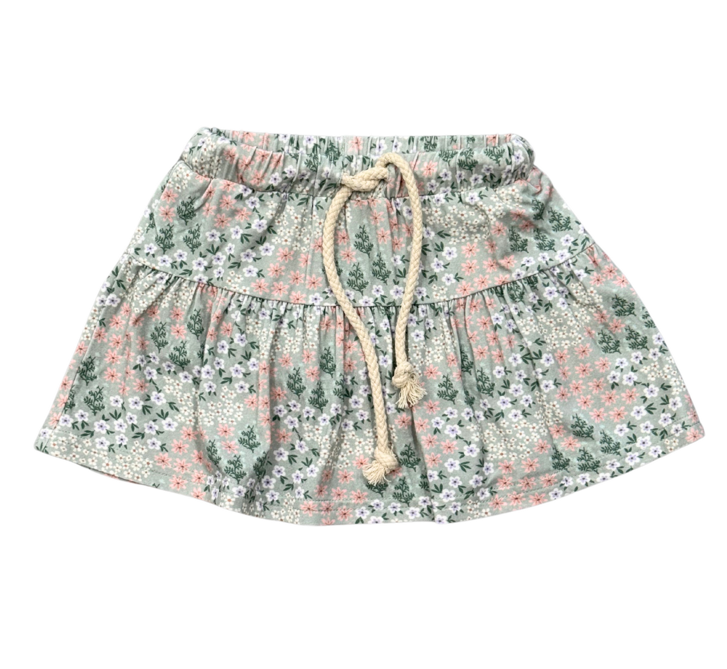 Aqua Grey Floral Skirt