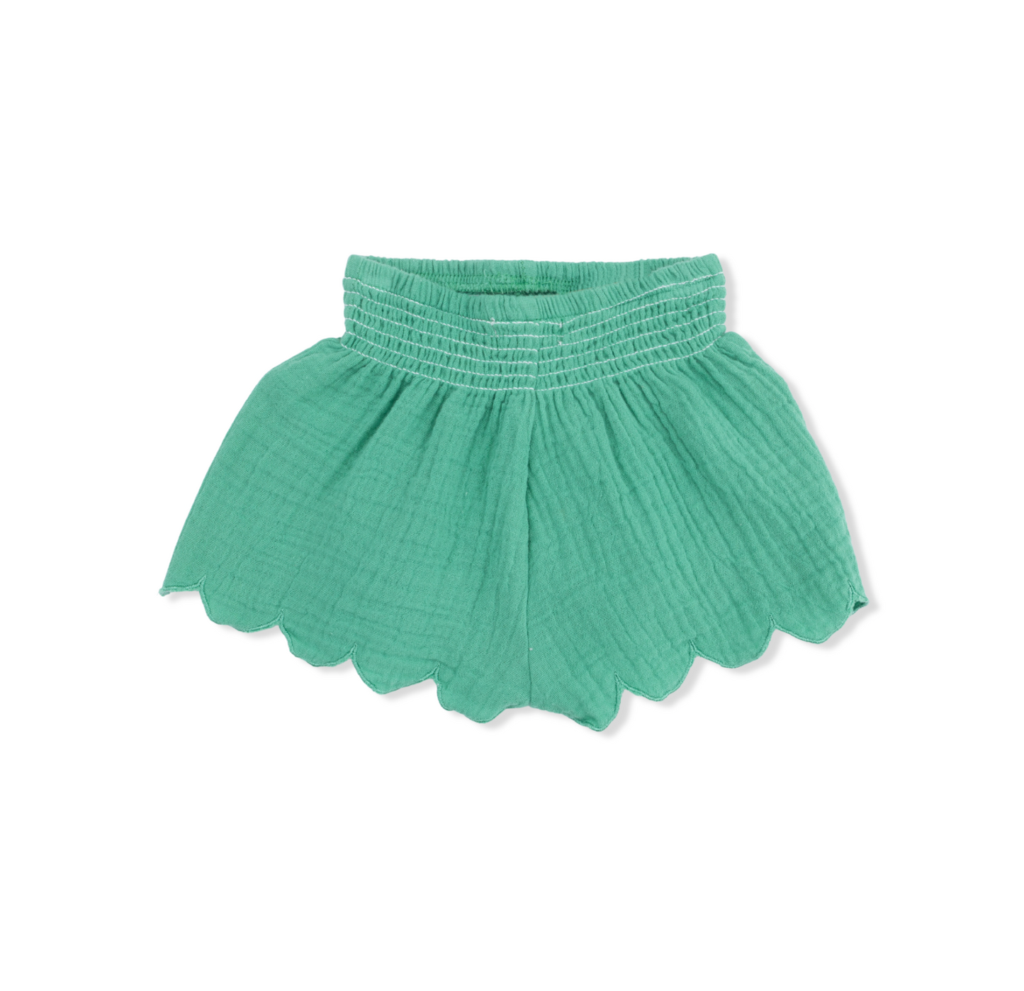 Solid Muslin Ming Green - Scallop Short